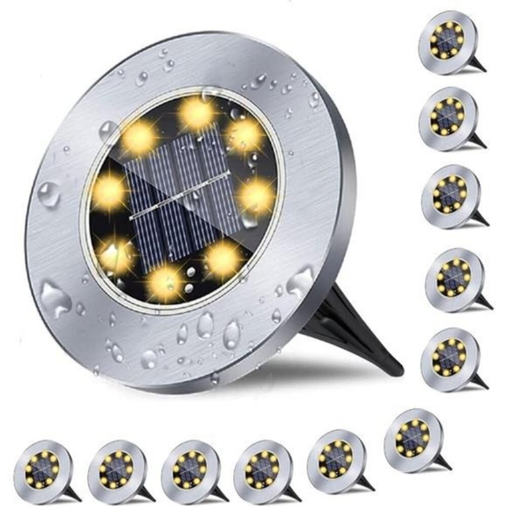 Upgraded Solar Bright-in Ground Lights, Waterproof, for Pathway (12‎ Pack Light)